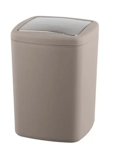 Produktbild: WENKO Schwingdeckeleimer Barcelona L, 8,5 Liter Fassungsvermögen, großer Eimer mit Deckel für Küche, Bad und den gesamten Haushalt, aus Spezialkunststoff, BPA-frei, 20,5 x 28,5 x 20,5 cm, Taupe