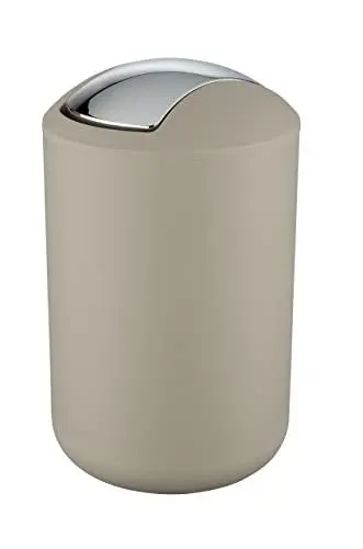 Produktbild: WENKO Kosmetikeimer Mod. Brasil L, 6,5 Liter Bad-Mülleimer mit Schwingdeckel, aus bruchsicherem Kunststoff, BPA-frei, Taupe