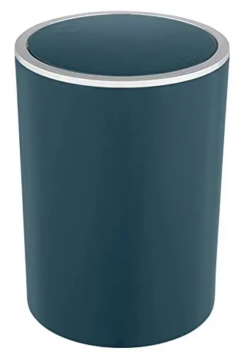 Produktbild: WENKO Schwingdeckeleimer Inca, 5 Liter Fassungsvermögen, Badezimmer-Mülleimer mit Deckel aus Kunststoff, BPA-frei, 18,5 x 25,5 cm, Dunkelgrün