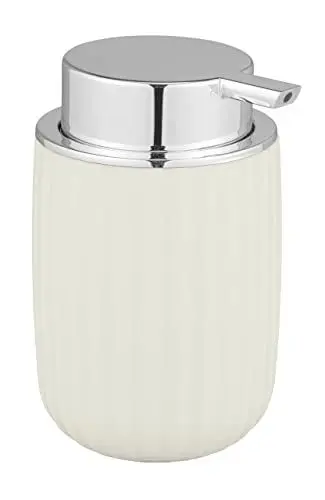 Produktbild: WENKO Seifenspender Agropoli Cremeweiß, nachfüllbarer Spender für Flüssigseife aus hochwertigem Kunststoff mit plastischer Formgebung & strukturierter Oberfläche, 7,5 x 12,5 x 9 cm, Füllmenge 250 ml