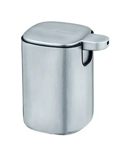 Produktbild: WENKO Seifenspender Alassio, nachfüllbarer Handseifenspender für Bad und Gäste-WC, Desinfektionsmittelspender aus rostfreiem satiniertem Edelstahl, 230 ml Füllmenge, 9,3 x 39,2 x 9,3 cm, Silber matt