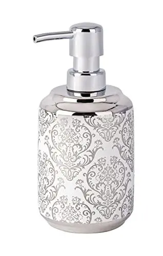 Produktbild: WENKO Seifenspender Barock Keramik - Flüssigseifen-Spender, Spülmittel-Spender Fassungsvermögen: 0.4 l, Keramik, 8 x 16.5 x 9 cm, Weiß, 16.5 x 9 x 8 cm