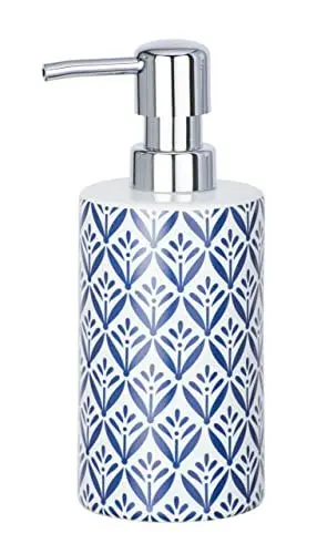 Produktbild: WENKO Seifenspender Lorca Keramik - Flüssigseifen-Spender, Spülmittel-Spender Fassungsvermögen: 0.36 l, Keramik, 8.5 x 18 x 7 cm, Blau, Dunkelblau, 18 x 7 x 8.5 cm
