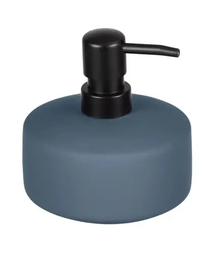 Produktbild: WENKO Seifenspender Mod. Avellino, Keramik Seifendosierer 380 ml mit Soft-Touch Oberfläche, Ø 10,5 x 12,5 cm, nachfüllbar, Taubenblau