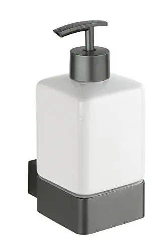 Produktbild: WENKO Seifenspender Montella, nachfüllbar, Fassungsvermögen: 360 ml, 7 x 17 x 10,2 cm, Weiß/Anthrazit