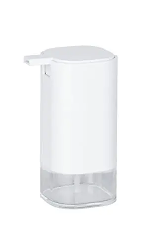 Produktbild: WENKO Seifenspender Oria Weiß - Flüssigseifen-Spender, Spülmittel-Spender Fassungsvermögen: 0.36 l, Acryl, 7.5 x 16 x 9.5 cm, Transparent
