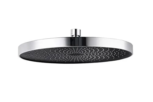 Produktbild: WENKO Softwater Duschkopf, Regenduschkopf, Spritzarm und leise, Sanftes Wasser, ABS, Duschkopf Ø 26 cm, Chrom/Schwarz