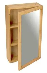 Produktbild: WENKO Spiegelschrank Bambusa, schmaler Bambus-Badezimmerschrank mit Spiegel, Magnetverschluss, Griffmulde und Zwei Mittelböden zur übersichtlichen Aufbewahrung von Bad-Accessoires, 35 x 60 x 15 cm