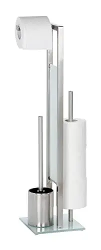 Produktbild: WENKO Stand WC-Garnitur Rivalta Edelstahl Matt - WC-Bürstenhalter, Edelstahl rostfrei, 18 x 70 x 23 cm, Silber Matt