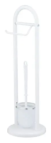 Produktbild: WENKO Stand WC-Garnitur Mod. Siena, Ständer für Toilettenpapier & Toilettenbürste, WC-Papierhalter, stehender Rollenhalter inkl. Bürste, Stahl, Ø 19 x 63 cm, weiß