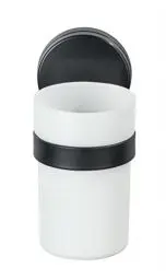Produktbild: WENKO Static-Loc Plus Zahnputzbecher Pavia Schwarz, Zahnbürstenhalter, Befestigen ohne bohren, sicherer Halt durch statische Haftung auf glatten, luftundurchlässigen Flächen,6.5 x 12 x 9 cm,Stahl matt
