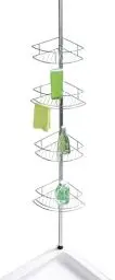 Produktbild: WENKO Teleskop-Eckregal Mod. Dolcedo glänzend, klemmbares Badregal mit 4 Ablagen für Shampoo, Duschgel & Co., platzsparendes Duschregal aus rostfreiem Edelstahl, 31 x 65-275 x 23 cm