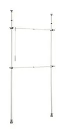 Produktbild: WENKO Teleskop-System Mod. Herkules Basic flexibles Ordnungssystem mit 2 Kleiderstangen für begehbaren Kleiderschrank Metall 75-120 x 165-300 x 11 cm Weiß