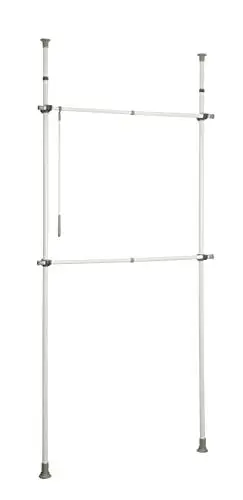 Produktbild: WENKO Teleskop-System Mod. Herkules Basic flexibles Ordnungssystem mit 2 Kleiderstangen für begehbaren Kleiderschrank Metall 75-120 x 165-300 x 11 cm Weiß