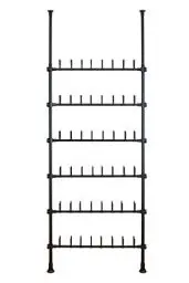 Produktbild: WENKO Teleskop-System Herkules Shoes Schwarz, individuell verstellbares Schuhregal für 48 Paar Schuhe & Stiefel, für den begehbaren Kleiderschrank, 94 x 165-300 x 9 cm, aus Metall in Schwarz matt