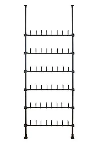 Produktbild: WENKO Teleskop-System Herkules Shoes Schwarz, individuell verstellbares Schuhregal für 48 Paar Schuhe & Stiefel, für den begehbaren Kleiderschrank, 94 x 165-300 x 9 cm, aus Metall in Schwarz matt