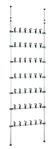 Produktbild: WENKO Teleskop-Schuhregal Atlas, Schuh-Aufbewahrung für 42 Paar Schuhe, teleskopisch ausziehbar von 100 bis 300 cm Höhe, Metall, Weiß-Grau, 300 x 8.5 x 68.5 cm