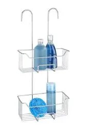 Produktbild: WENKO Thermostat-Dusch-Caddy Mod. Milo, 2 Etagen, Duschregal zum Hängen an die Armatur, Ablage aus Edelstahl (rostfrei), 25 x 55 x 14 cm, glänzend