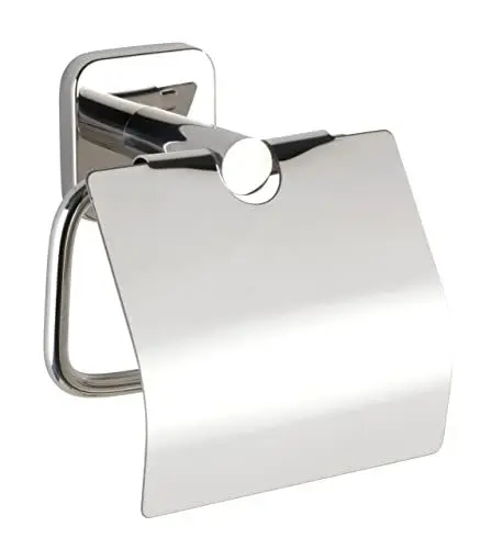 Produktbild: WENKO Toilettenpapierhalter Mezzano, Papierrollenhalter mit Deckel zum Schutz hält das WC-Papier griffbereit, aus hochwertigem, glänzendem Edelstahl rostfrei, 15 x 13 x 7 cm