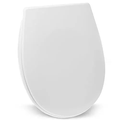 Produktbild: WENKO Toilettensitz Varoni mit Absenkautomatik, hygienischer WC-Sitz mit Schnellbefestigung, aus stabilem antibakteriellem Duroplast, 35 x 44,5 cm, Weiß