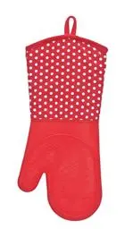 Produktbild: WENKO Topfhandschuhe mit Handflächen aus Silikon, 1 Paar, Als Grillhandschuh verwendbar, Hitzebeständig, 18,5 x 37,5 cm, Rot