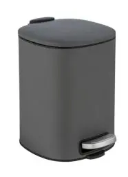 Produktbild: WENKO Kosmetik-Treteimer Mod. Alassio, Abfalleimer mit 5 Liter Volumen, hochwertiger Badezimmer-Mülleimer mit Easy-Close Absenkautomatik, aus lackiertem Stahl, 20,5 x 27 x 24,5 cm, Grau
