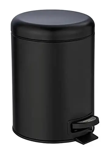 Produktbild: WENKO Treteimer Mod. Leman, 5 Liter, mit herausnehmbarem Einsatz, aus lackiertem Stahl, 21 x 24 x 28 cm, Schwarz