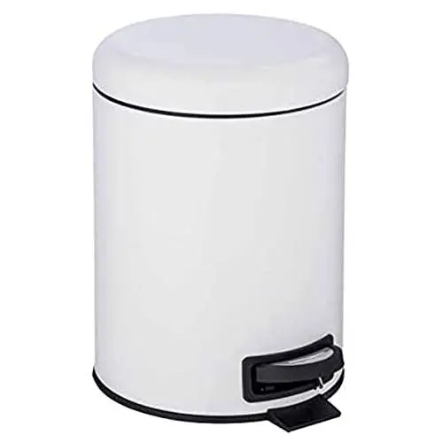 Produktbild: WENKO Treteimer Mod. Leman, 5 Liter, mit herausnehmbarem Einsatz, aus lackiertem Stahl, 21 x 24 x 28 cm, Weiß
