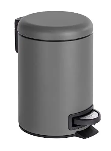 Produktbild: WENKO Kosmetik Treteimer Leman Grau 3 l - Kosmetikeimer, Mülleimer Fassungsvermögen: 3 l, Stahl, 17 x 25 x 22.5 cm, Grau, 25 x 22.5 x 17 cm