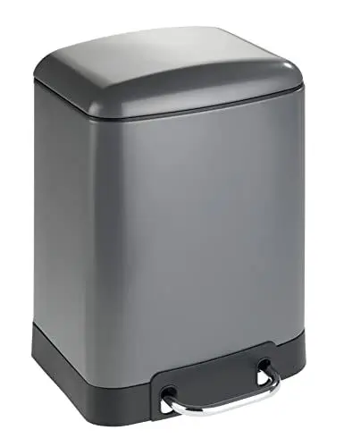 Produktbild: WENKO Treteimer Studio Easy-Close Grau 6 L - Mülleimer mit Absenkautomatik Fassungsvermögen: 6 l, Stahl, 23 x 32 x 22.5 cm, Grau