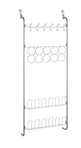 Produktbild: WENKO Tür-Organizer, vielseitig verwendbaren Türregal für Kleidung, Tücher und Schuhe zum Einhängen, Hänge-Regal für Schrank & Garderobe, 59 x 150,5 x 18,5 cm, pulverbeschichtetes Metall, Silber