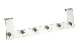 Produktbild: WENKO Türgarderobe Mod. Celano, Handtuchhalter für die Tür in Bad und Küche, Garderobe mit 6 Haken, rostfreier Edelstahl, 39 x 11 x 5,5 cm, Silber matt
