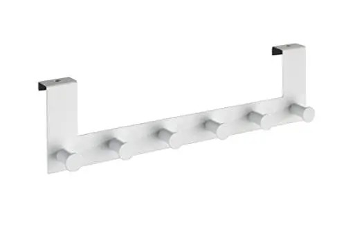 Produktbild: WENKO Türgarderobe Mod. Celano, Hakenleiste mit 6 Haken aus lackiertem Stahl für Türfalzstärken bis 2 cm, schwere Qualität, 39 x 11 x 5,5 cm, Weiß
