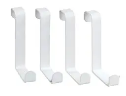 Produktbild: WENKO Türhaken 4er Set, Garderobenhaken für die Tür in Bad oder Küche, 7,6 x 1,2 x 6 cm, weiß matt