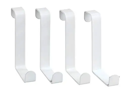 Produktbild: WENKO Türhaken 4er Set, Garderobenhaken für die Tür in Bad oder Küche, 7,6 x 1,2 x 6 cm, weiß matt