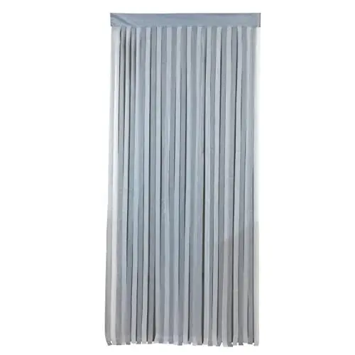 Produktbild: WENKO Maximex Türvorhang Grau-Weiß, praktischer Streifenvorhang gegen lästige Insekten und neugierige Blicke, inklusive Klettband, auch für Garderobenstangen, aus Polyester, 90 x 200 cm, zuschneidbar