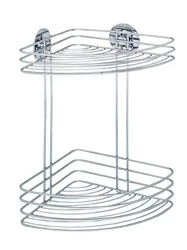 Produktbild: WENKO Turbo-Loc® Eckregal 2 Ablagen - Befestigen ohne bohren, Stahl, 26.5 x 33 x 20 cm, Chrom