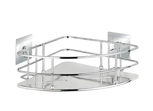 Produktbild: WENKO Turbo-Loc® Edelstahl Eckablage Quadro - Befestigen ohne Bohren, Edelstahl rostfrei, 27.5 x 10 x 19.3 cm, Chrom
