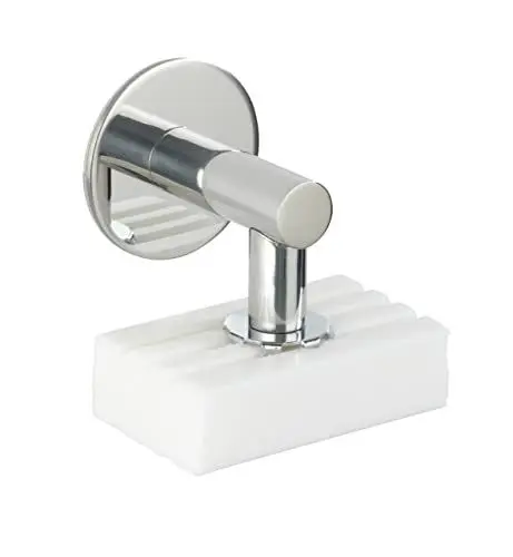 Produktbild: WENKO Turbo-Loc Magnet-Seifenhalter Glänzend, hochwertige Seifenablage für die Wand, Befestigen ohne Bohren mit Klebepad, sicherer Halt, umweltfreundlich & sparsam, Edelstahl rostfrei, 4,5 x 4 x 7 cm