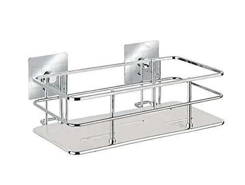 Produktbild: WENKO Turbo-Loc® Edelstahl Wandablage Quadro - Befestigen ohne Bohren, Edelstahl rostfrei, 24 x 10 x 14.5 cm, Chrom