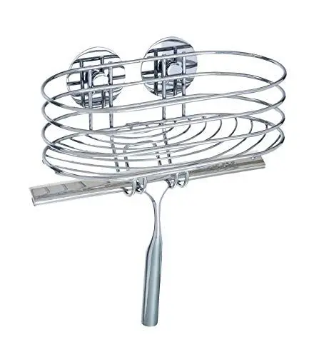 Produktbild: WENKO Turbo-Loc® Wandablage mit Duschabzieher - Befestigen ohne bohren, Stahl, 24 x 27.5 x 13.5 cm, Chrom