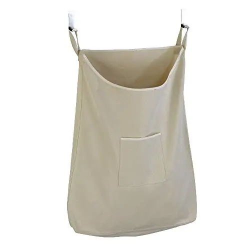 Produktbild: WENKO Über-Tür Wäschesammler Mod. Canguro Beige rostfreien Edelstahlhaken und praktischer Reisverschlussöffnung zur leichten Wäscheentnahme, 65 l Stauraum in einem Fach, (B x H x T): 52 x 81 x 10 cm