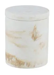 Produktbild: WENKO Universaldose Odos, Aufbewahrungsdose, für Schmuck und Accessoires, aus stabilem Polyresin in Marmor Optik, Ø 8,5 x 10 cm, Weiß/Gold