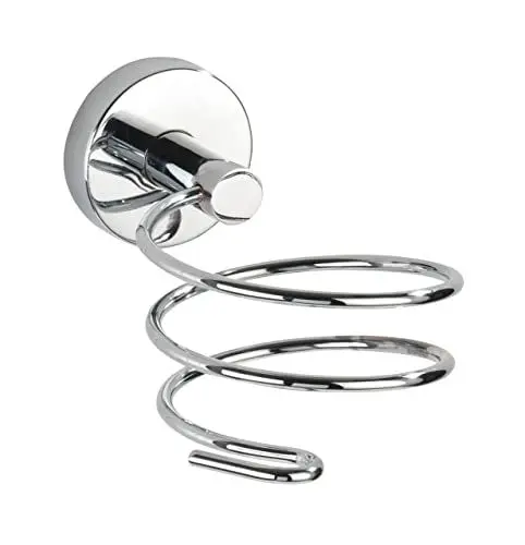 Produktbild: WENKO Vacuum-Loc® Haartrocknerhalter Capri, Befestigung ohne zu bohren, Föhn-Halter mit praktischem Kabelhalter, repositionierbar & rückstandslos entfernbar, aus verchromtem Zink, 10 x 9,5 x 15,5 cm