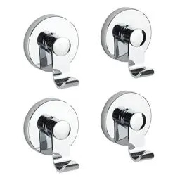 Produktbild: WENKO Vacuum-Loc® Haken-Set Irun, 2 x 2 Wandhaken, Handtuchhaken für Küche, Bad & den gesamten Haushalt, Befestigung ohne Bohren, Aufhängung für Badtücher, Schals, Tücher & Co., je 6 x 7 x 5 cm, Chrom