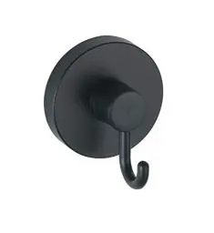 Produktbild: WENKO Vacuum-Loc® Haken Schwarz, 2er Set Handtuchhalter, Haken für Handtücher und Accessoires, Befestigen ohne bohren mit Vakuum, Kunststoff schwarz lackiert, Loft-Style, je 6 x 6,7 x 5 cm