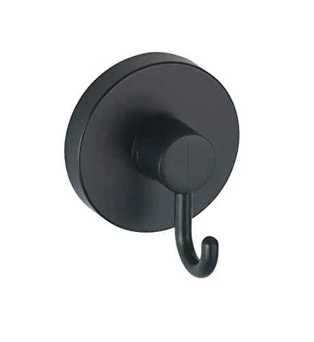 Produktbild: WENKO Vacuum-Loc® Haken Schwarz, 2er Set Handtuchhalter, Haken für Handtücher und Accessoires, Befestigen ohne bohren mit Vakuum, Kunststoff schwarz lackiert, Loft-Style, je 6 x 6,7 x 5 cm