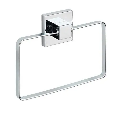 Produktbild: WENKO Vacuum-Loc Wand Handtuchring Quadro, Bad Handtuchhalter, Befestigen ohne Bohren, Rostfreier Edelstahl, 18,5 x 14 x 3,5 cm, Glänzend