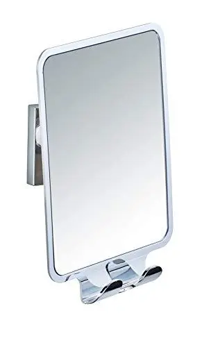 Produktbild: WENKO Vacuum-Loc Antibeschlag-Spiegel Quadro, Dusch Kosmetik-Spiegel mit 2 Haken, Befestigen ohne Bohren, Kunststoff, 14 x 19,5 x 8 cm