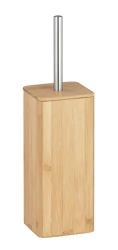 Produktbild: WENKO WC-Garnitur Mod. Bambusa, geschlossene Toilettenbürste aus nachhaltigem Bambus, WC Bürstenkopf schwarz auswechselbar Ø 8 cm, 10,1 x 37,5 x 10,1 cm, Natur